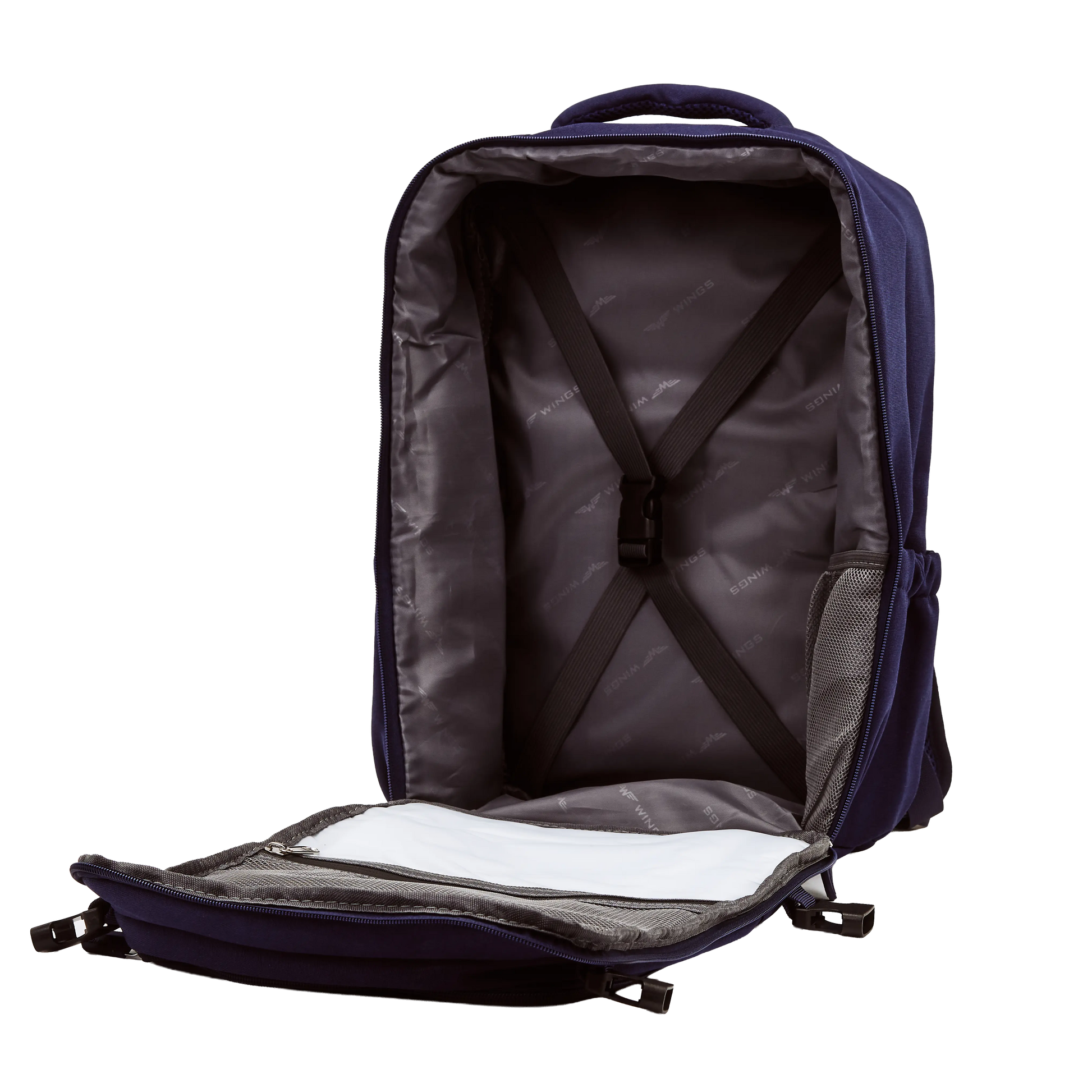 Plecak kabinowy WINGS  bagaż podręczny Ryanair i Wizz Air, lekki plecak podróżny BLUE CABIN BACKPACK