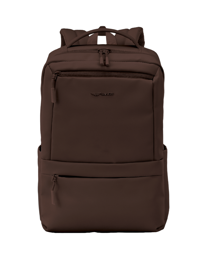 Plecak kabinowy WINGS CBP003 bagaż z kieszenią na laptop do pracy i podróży CHOCOLATE BROWN