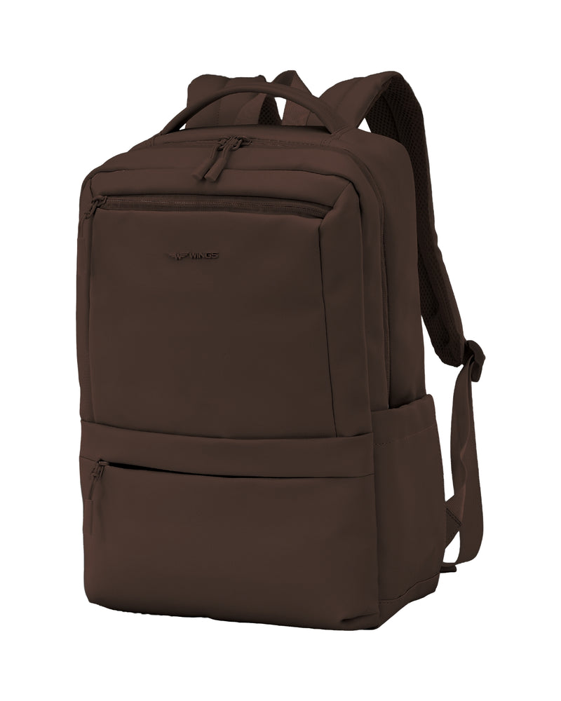 Plecak kabinowy WINGS CBP003 bagaż z kieszenią na laptop do pracy i podróży CHOCOLATE BROWN
