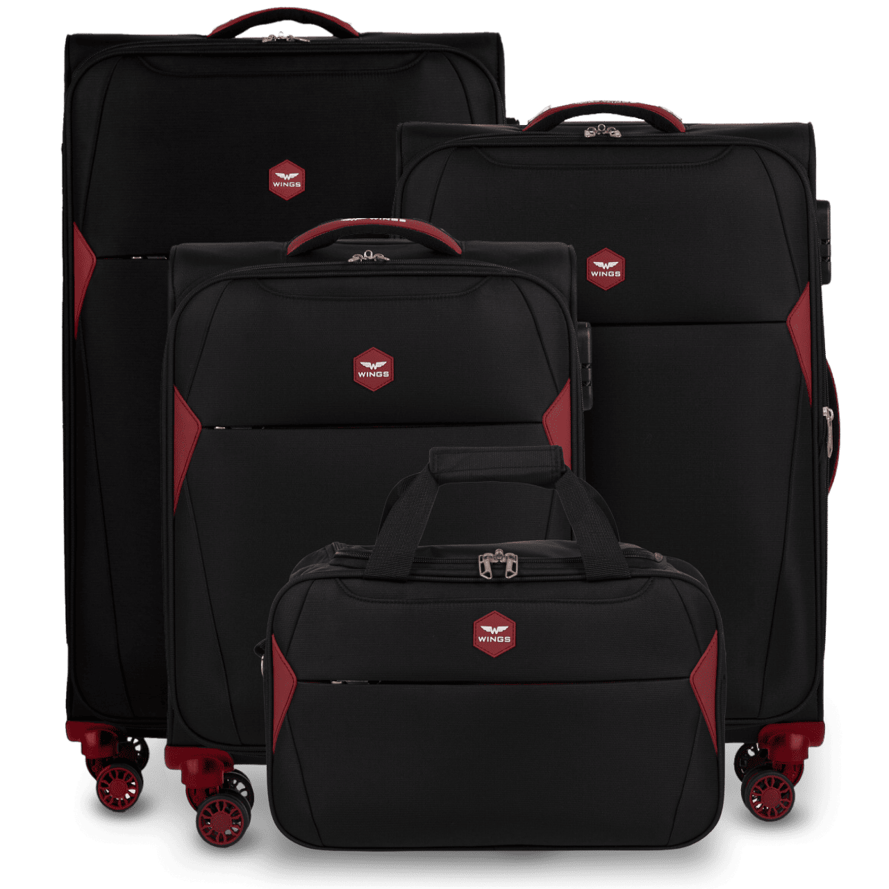 Zestaw 3 walizek DIPPER + torba podręczna Wings BLACK