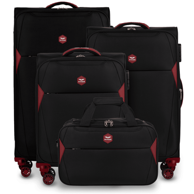 Zestaw 3 walizek DIPPER + torba podręczna Wings BLACK