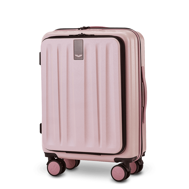 Walizka KABINOWA z przednią kieszenią WINGS GREBE 20" ROSE GOLD