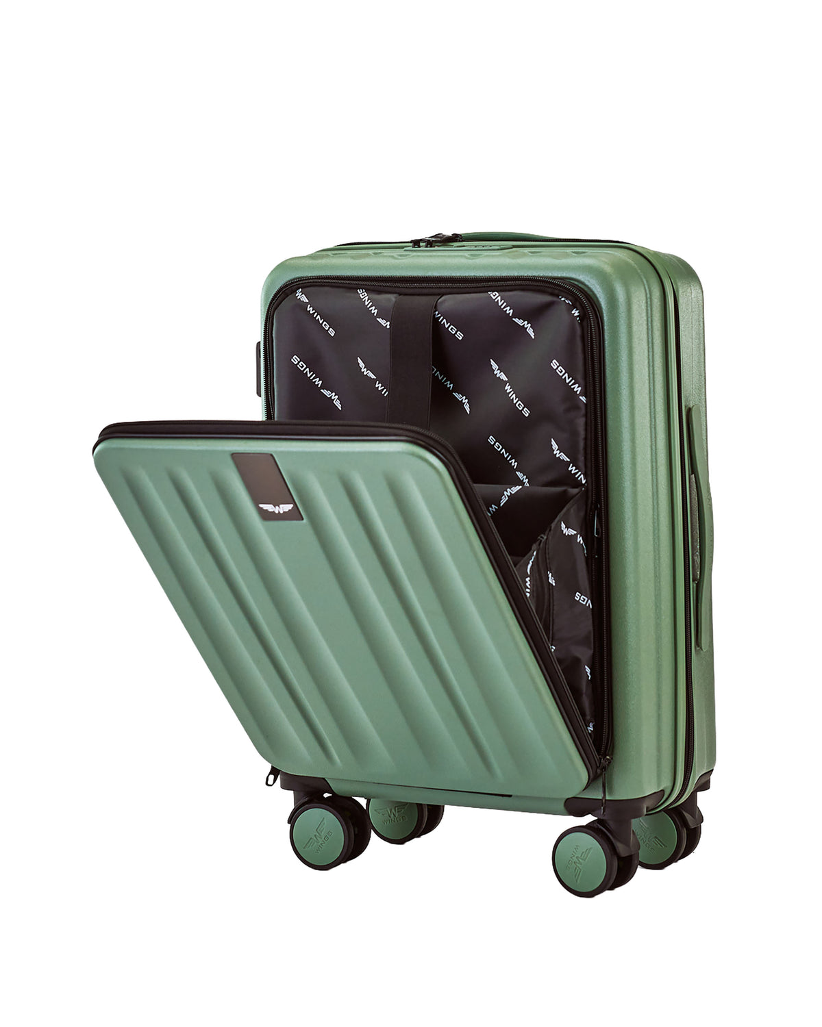 Walizka KABINOWA z przednią kieszenią WINGS GREBE 20" ARMY GREEN