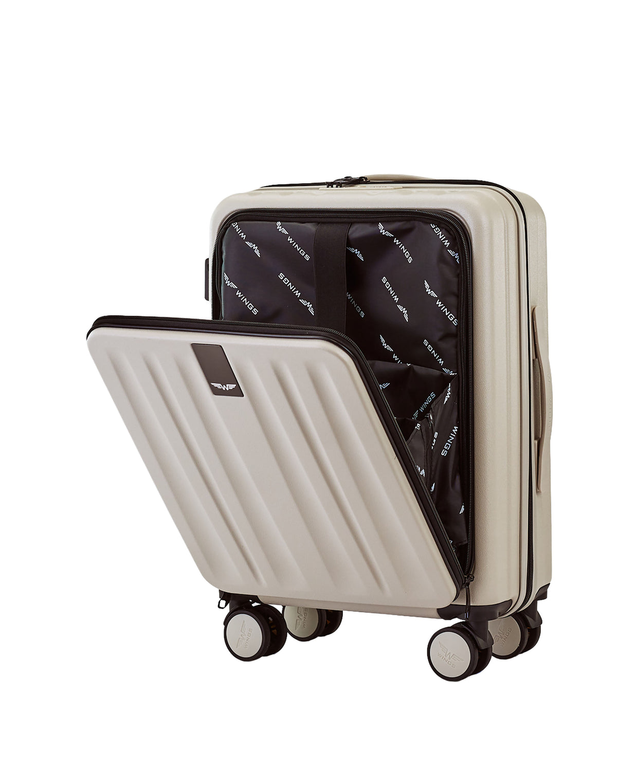 Walizka KABINOWA z przednią kieszenią WINGS GREBE 20" BEIGE