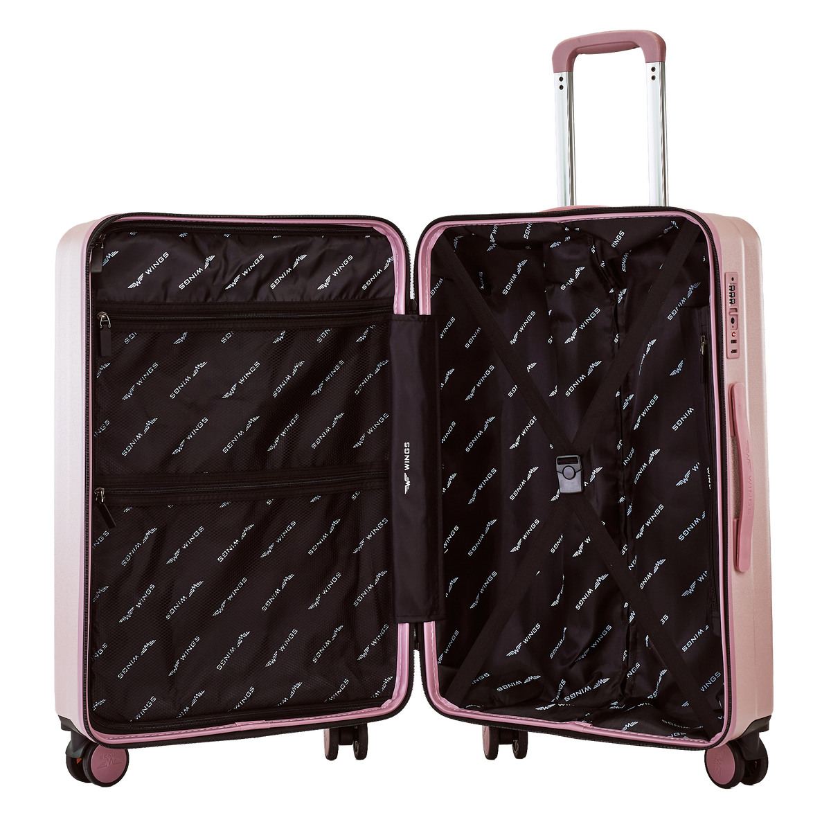 Walizka KABINOWA z przednią kieszenią WINGS GREBE 20" ROSE GOLD