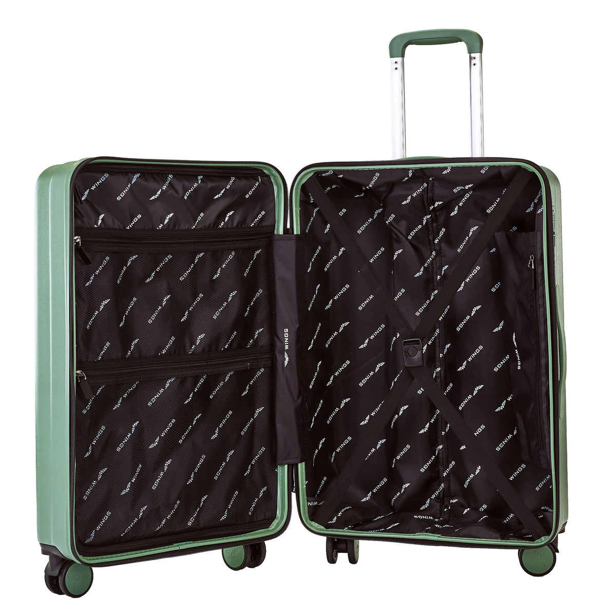 Walizka KABINOWA z przednią kieszenią WINGS GREBE 20" ARMY GREEN
