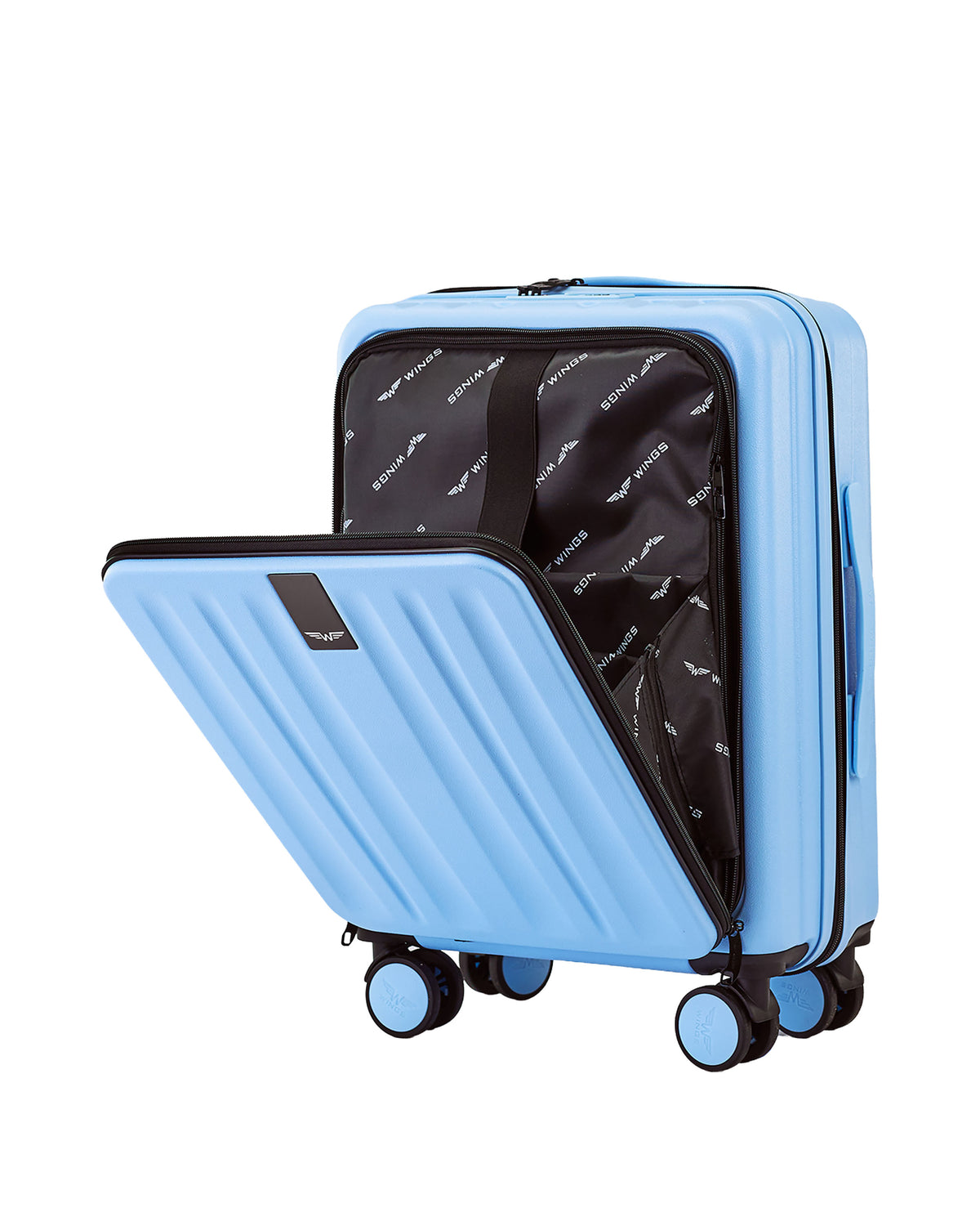 Walizka KABINOWA z przednią kieszenią WINGS GREBE 20" LIGHT BLUE