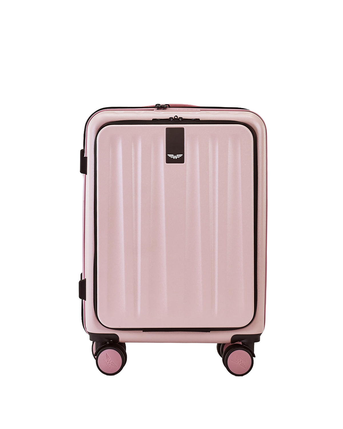 Walizka KABINOWA z przednią kieszenią WINGS GREBE 20" ROSE GOLD