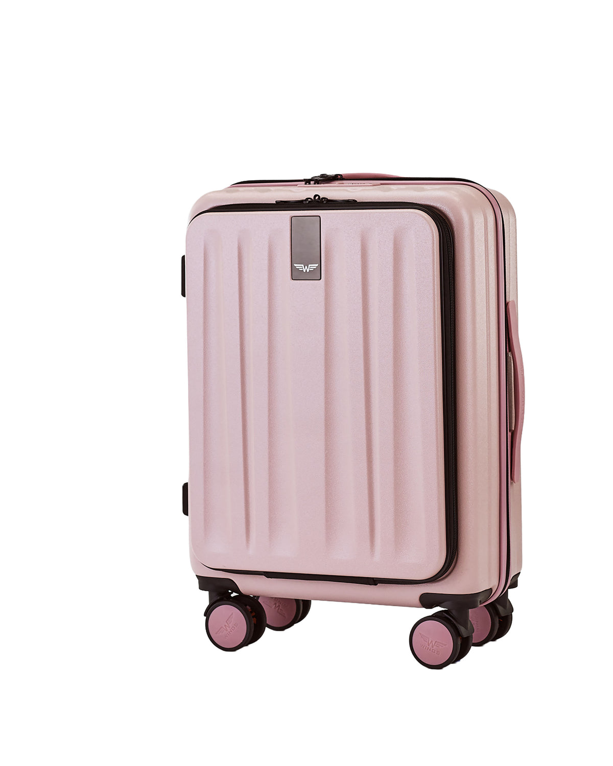 Walizka KABINOWA z przednią kieszenią WINGS GREBE 20" ROSE GOLD