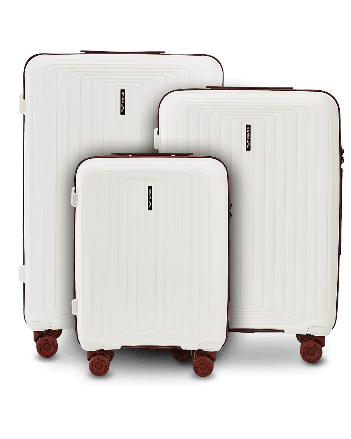 Zestaw 3 walizek WINGS PUFFIN OFF WHITE + BURGUNDY