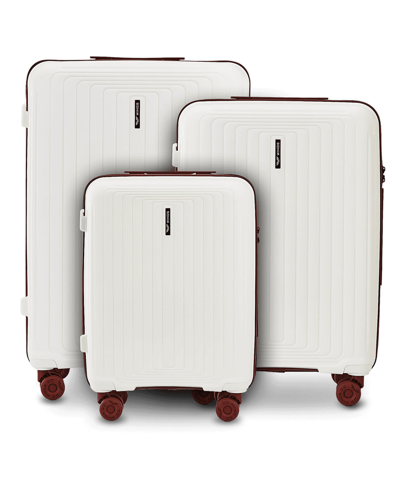 Zestaw 3 walizek WINGS PUFFIN OFF WHITE + BURGUNDY