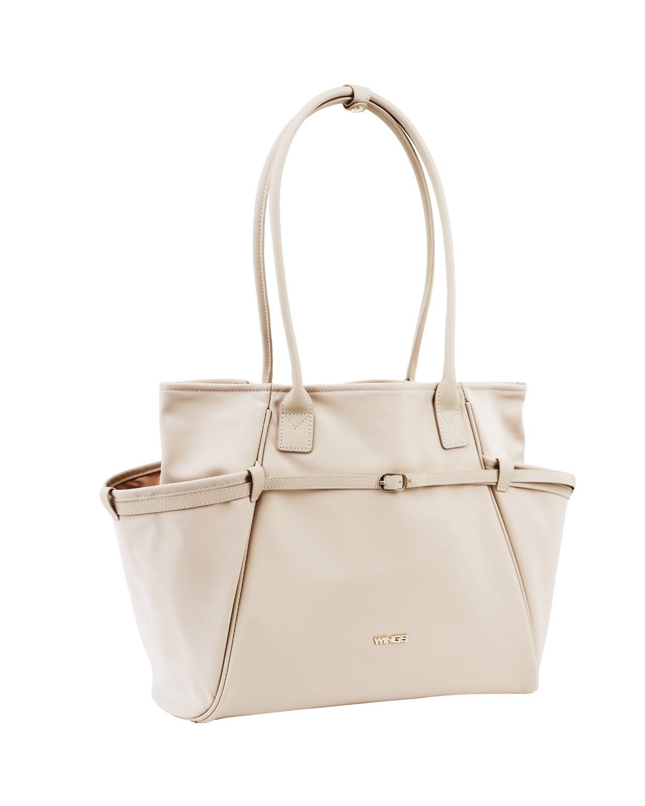Torba shopper WINGS ROSELLA z odpinaną kosmetyczką i pasem na walizkę BEIGE