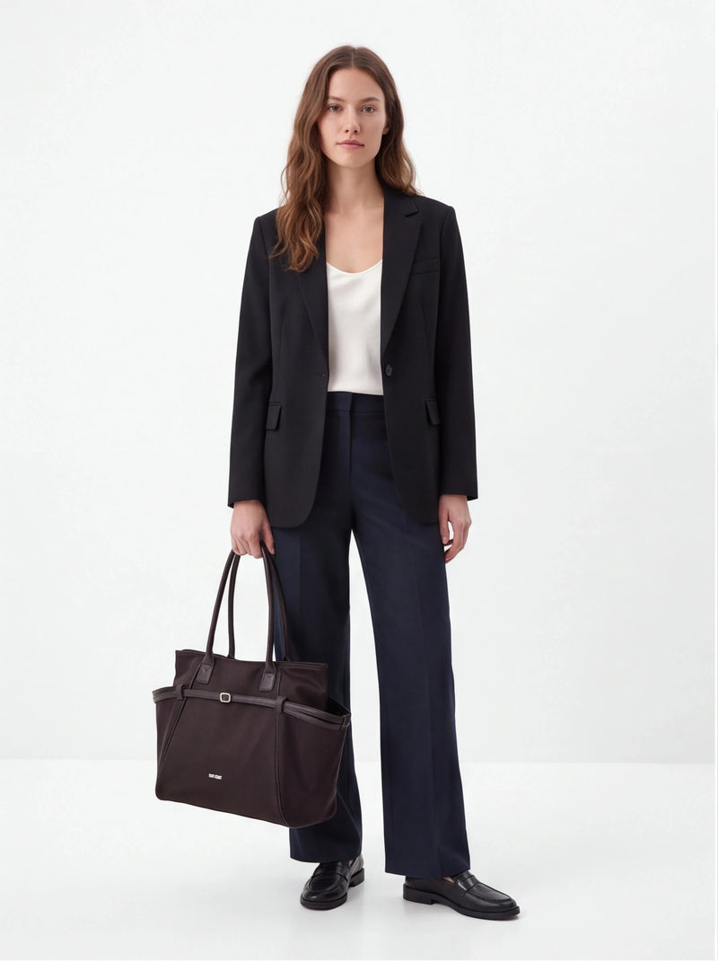 Torba shopper WINGS ROSELLA z odpinaną kosmetyczką i pasem na walizkę BLACK