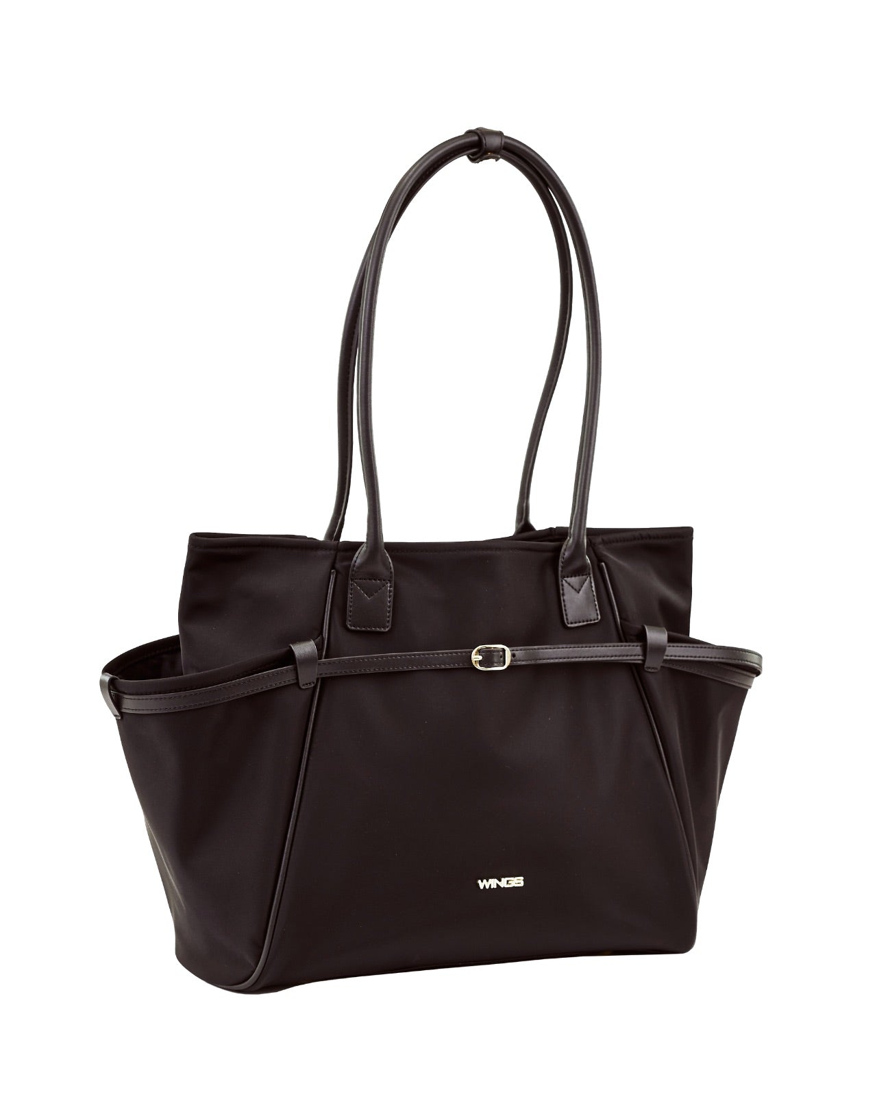 Torba shopper WINGS ROSELLA z odpinaną kosmetyczką i pasem na walizkę BLACK