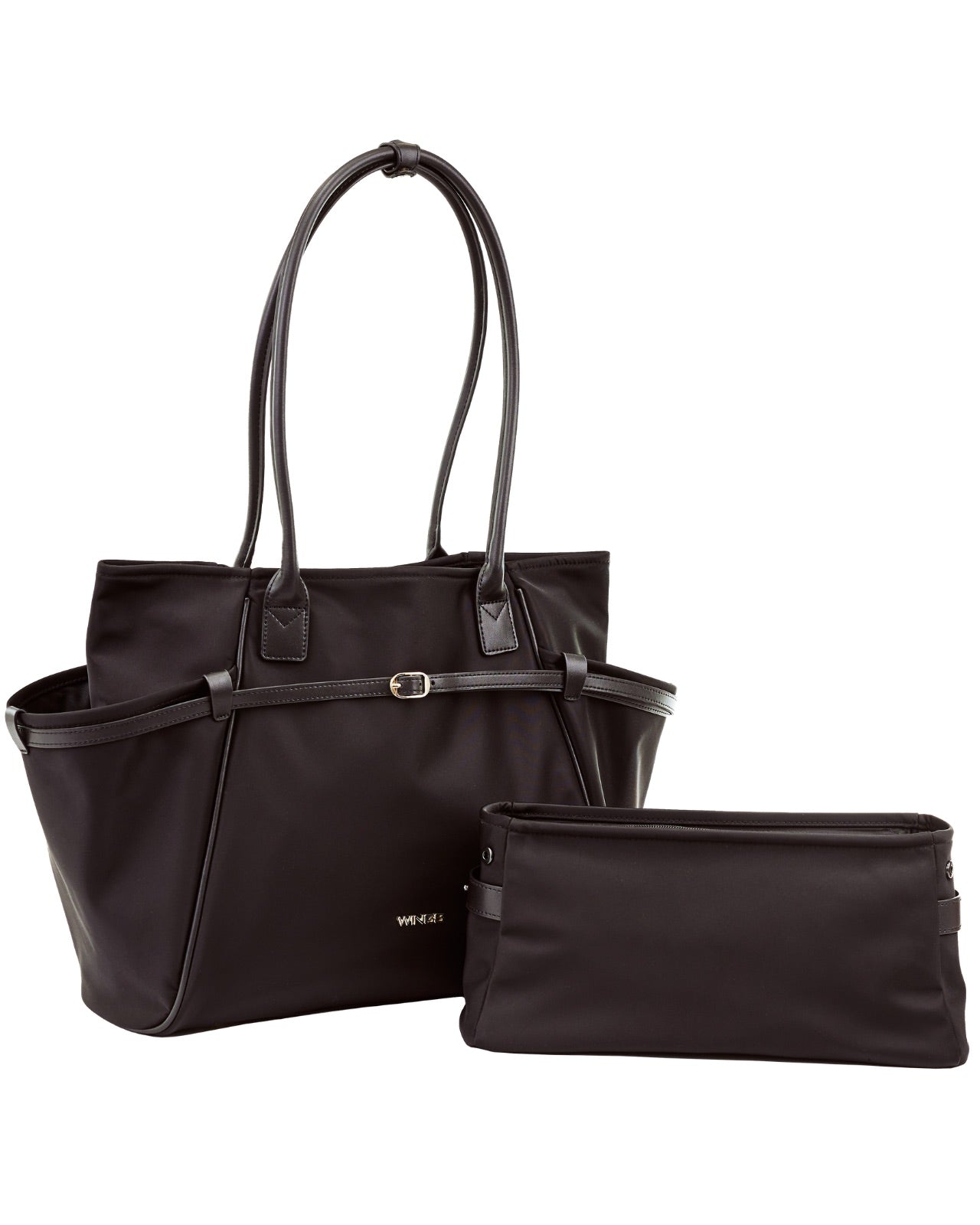 Torba shopper WINGS ROSELLA z odpinaną kosmetyczką i pasem na walizkę BLACK