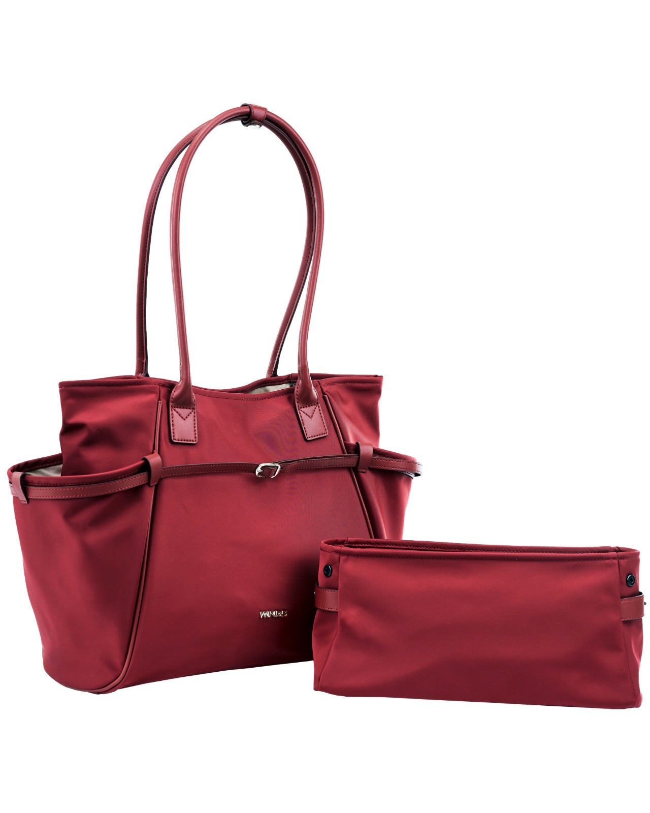 Torba shopper WINGS ROSELLA z odpinaną kosmetyczką i pasem na walizkę DARK RED