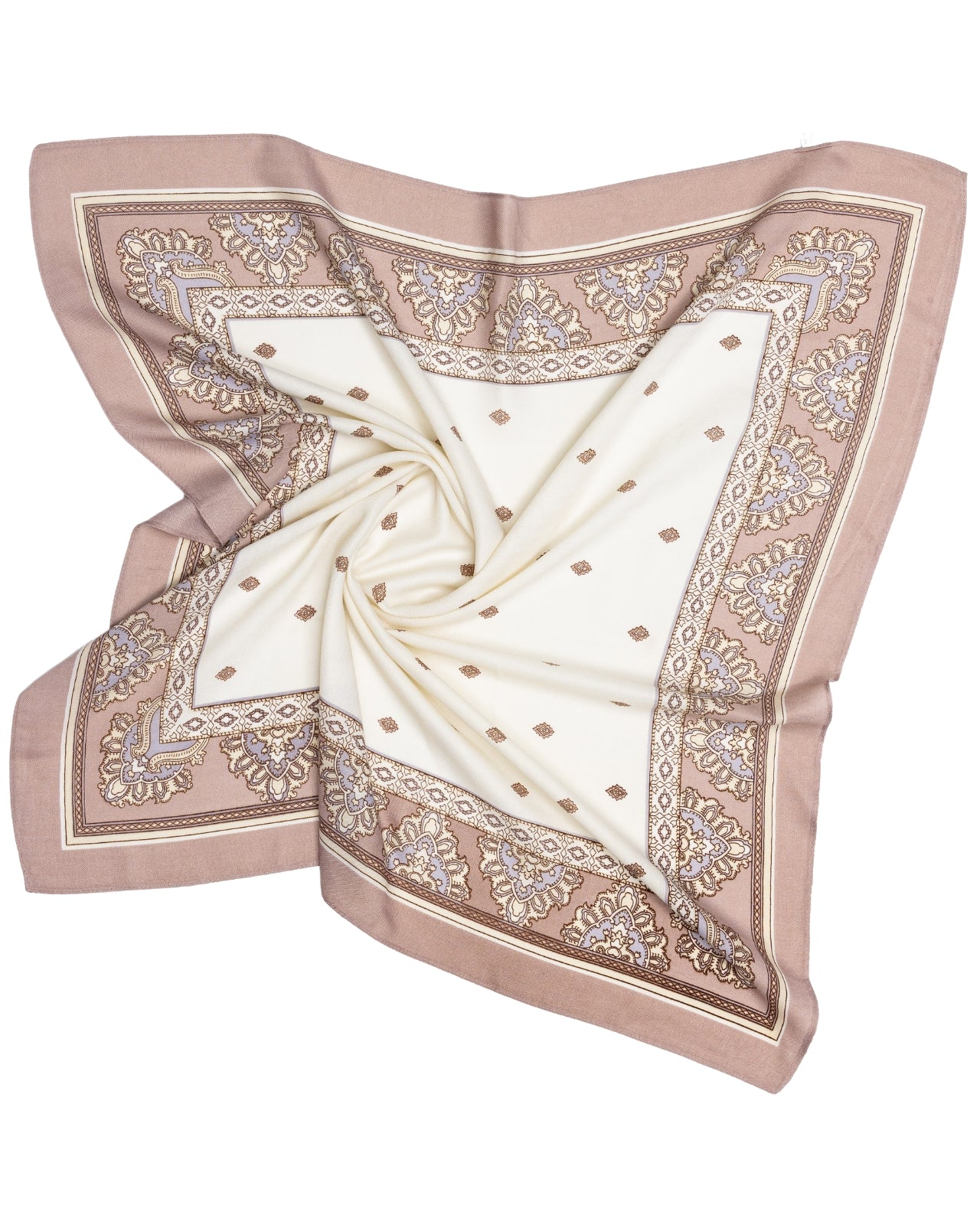 Apaszka damska WINGS beżowa 90x90 cm elegancki orientalny motyw