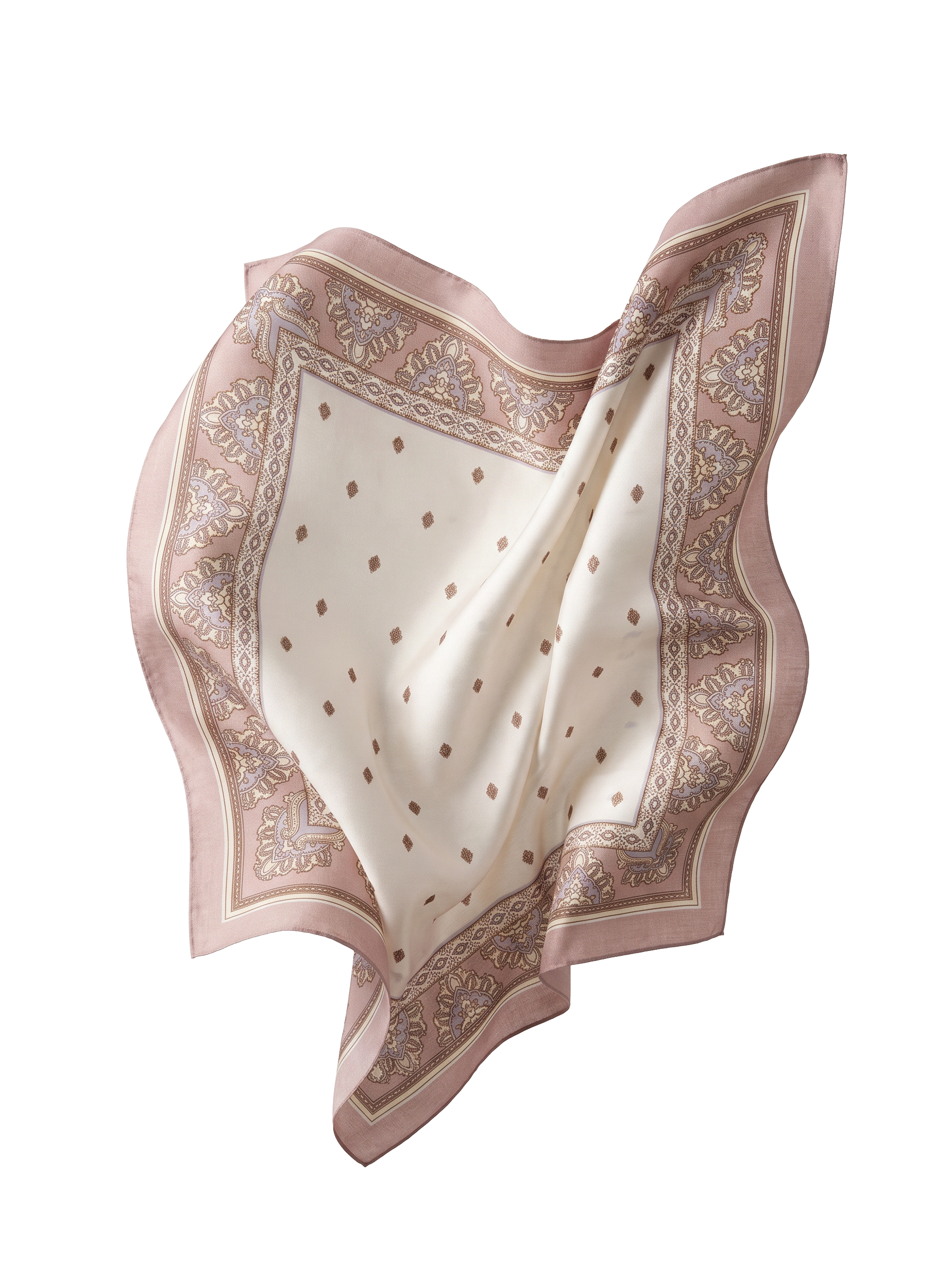 Apaszka damska WINGS beżowa 90x90 cm elegancki orientalny motyw