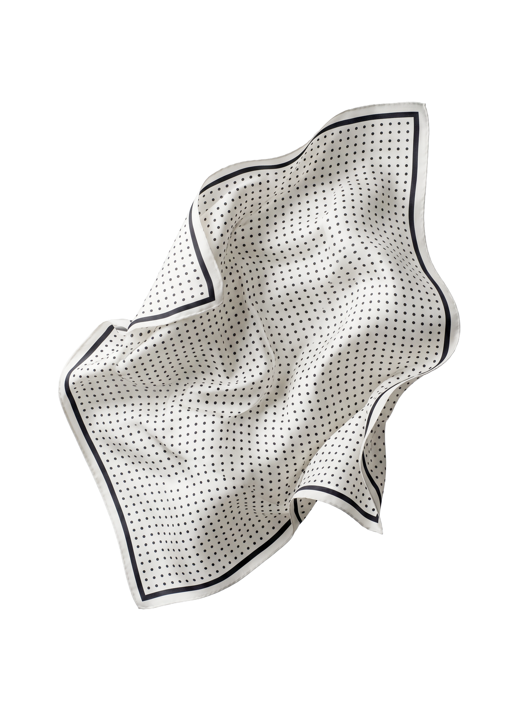 Apaszka damska WINGS 90x90 cm groszki czarno biała