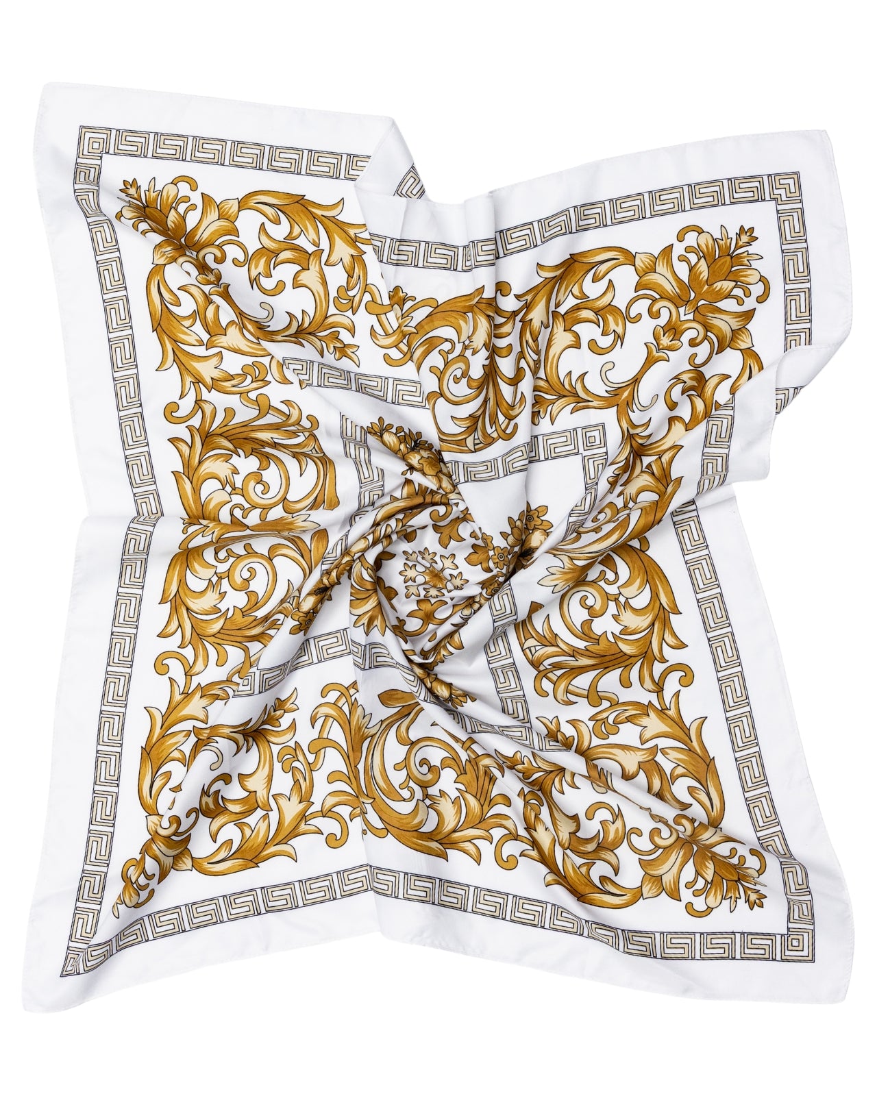 Apaszka damska WINGS 90x90 cm white gold baroque
