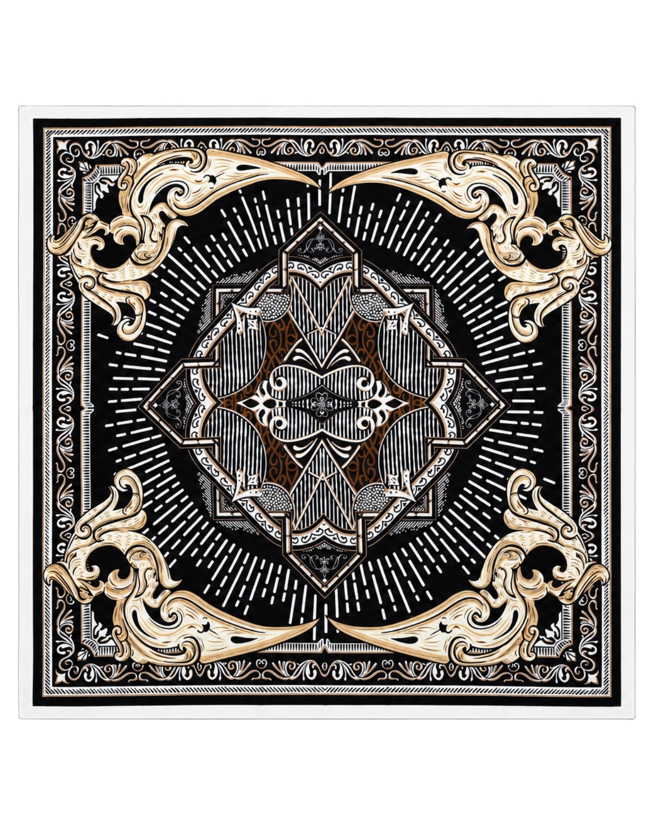 Apaszka damska WINGS 90x90 cm barokowy wzór czarna