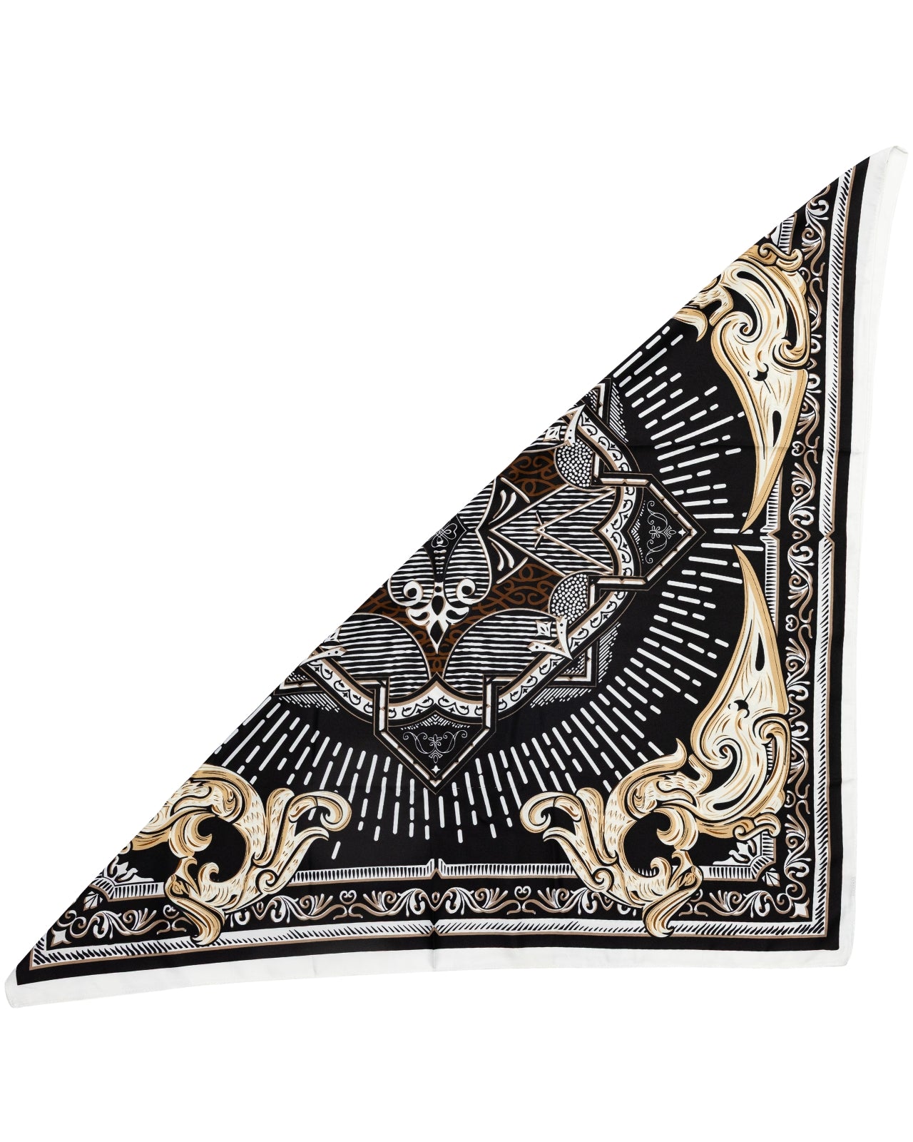 Apaszka damska WINGS 90x90 cm barokowy wzór czarna