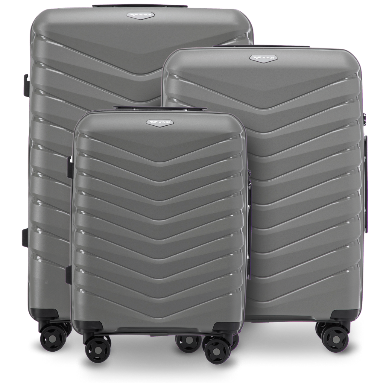 Zestaw 3 walizek Wings PHOENIX 2.0 polipropylen DARK GREY