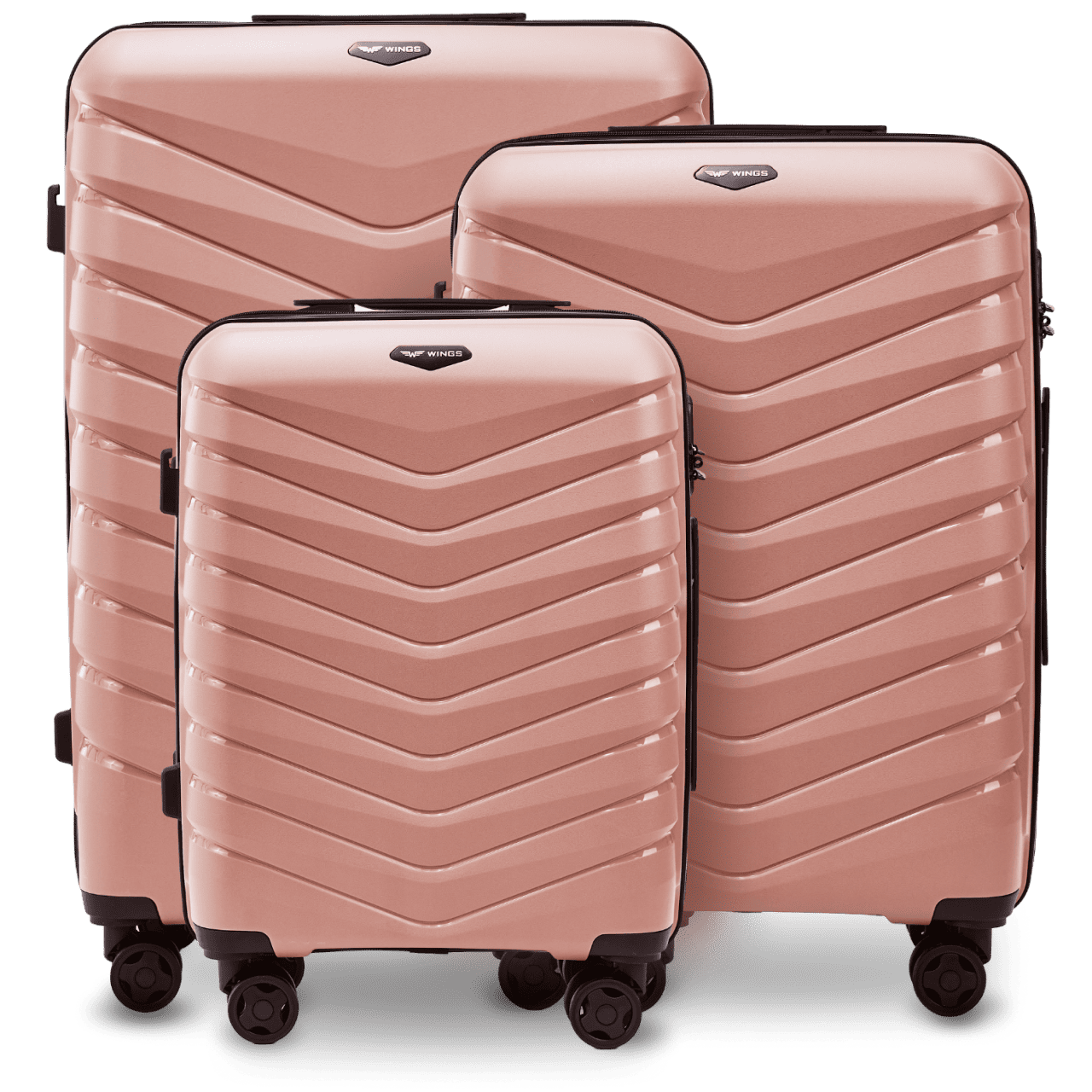 Zestaw 3 walizek Wings PHOENIX 2.0 polipropylen ROSE GOLD PHOENIX COLLECTION