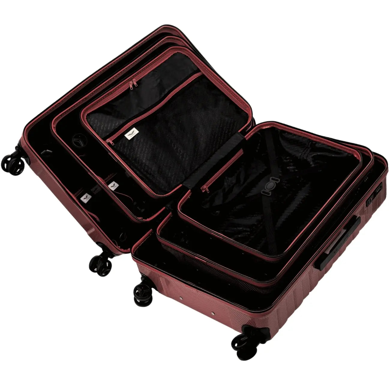 Zestaw 4 walizek Wings CRAKE S/M/L + Kuferek WINE RED CRAKE COLLECTION