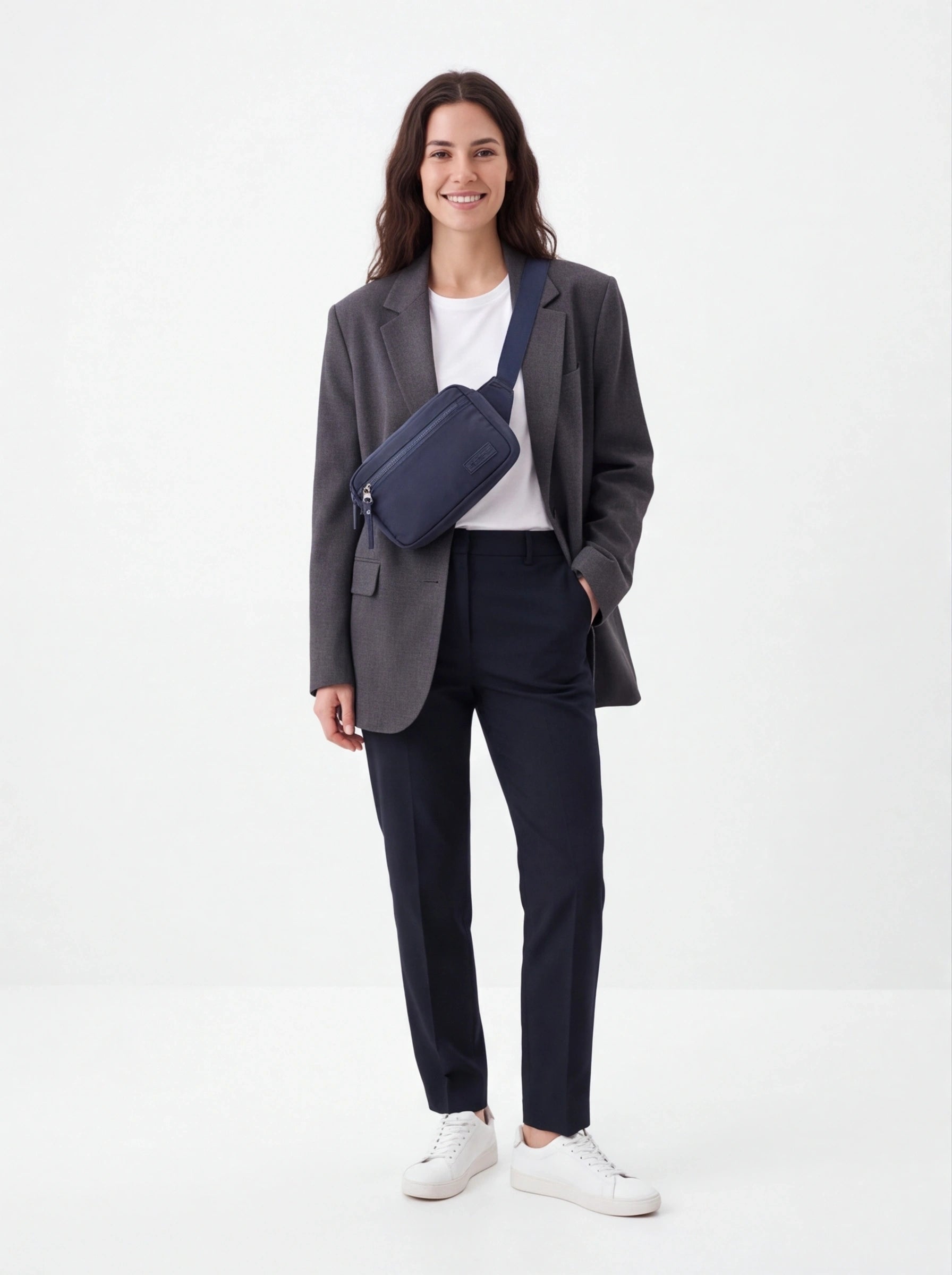 Nerka WINGS SOLENNE saszetka na pas miejska lekka NAVY BLUE