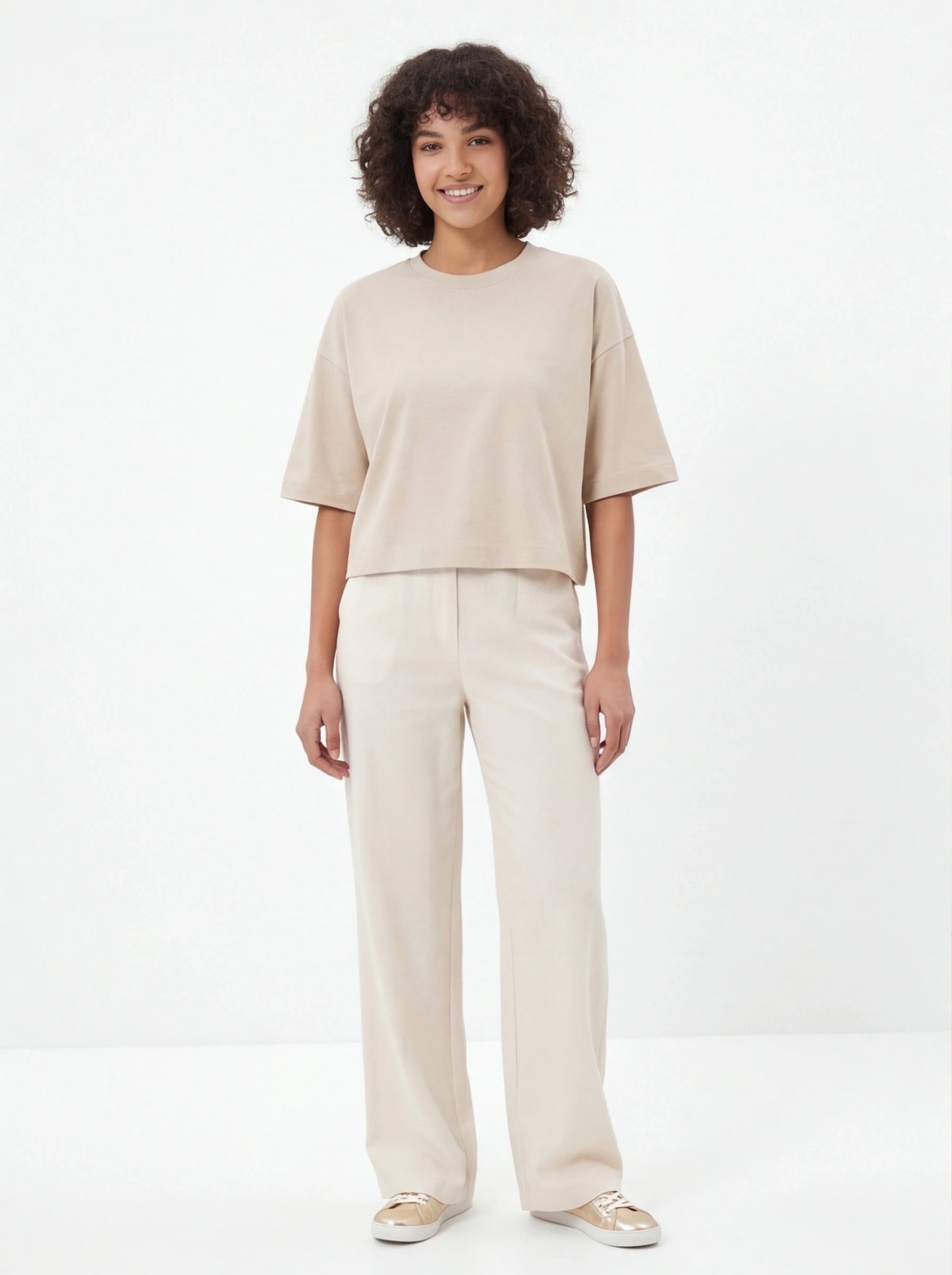 Koszulka damska oversize BEIGE