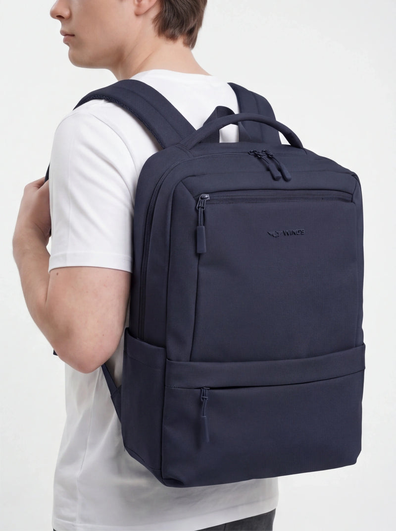 Plecak kabinowy WINGS CBP003 bagaż z kieszenią na laptop i systemem wentylacji pleców DARK BLUE
