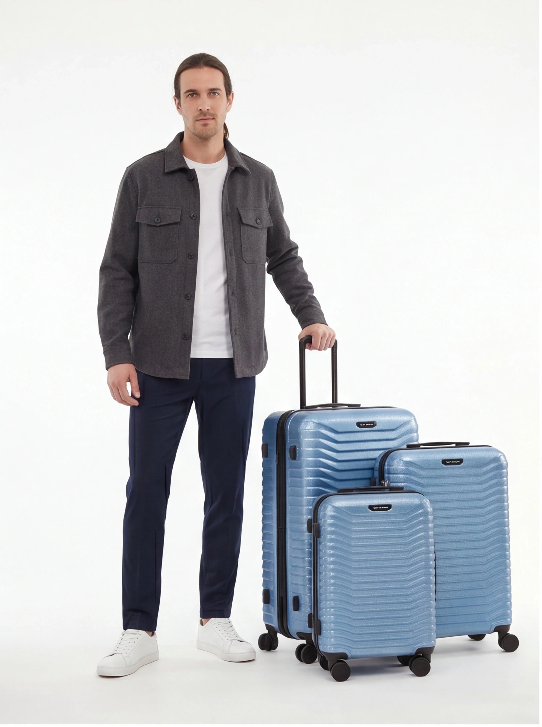 Zestaw 3 walizek Wings PC Sea Eagle 2.0 SILVER BLUE